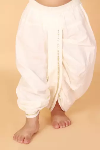 Orange printed kurta dhoti set