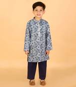 Blue printed kurta pyjama set