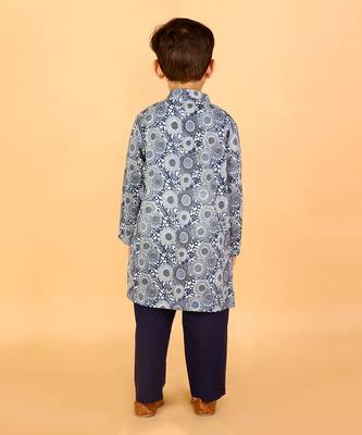 Blue printed kurta pyjama set 3