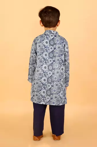 Blue printed kurta pyjama set