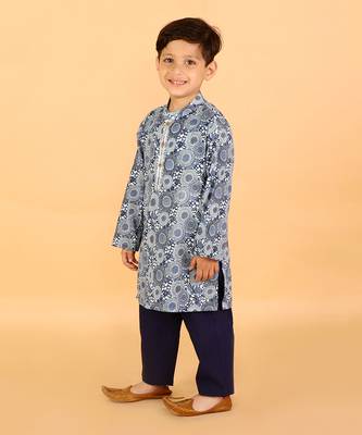 Blue printed kurta pyjama set 5