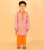 Orange printed kurta pyjama set