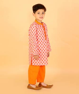 Orange printed kurta pyjama set 2