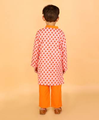 Orange printed kurta pyjama set 3