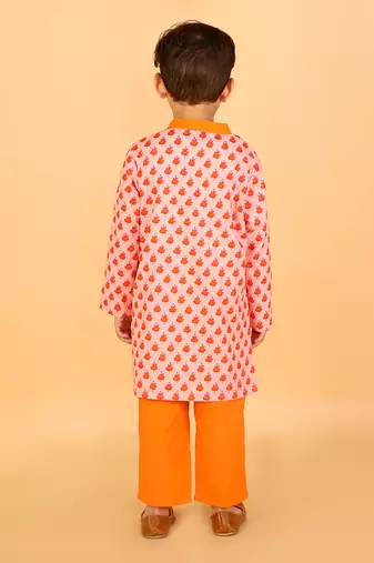 Orange printed kurta pyjama set