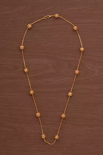 Gold balls chain medium length one gram gold