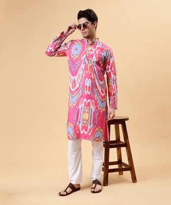 Pink ikat kurta 1