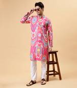 Pink ikat kurta