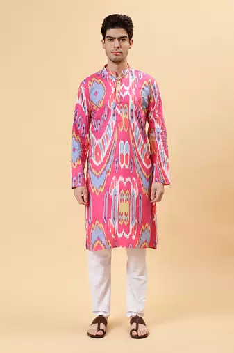 Pink ikat kurta