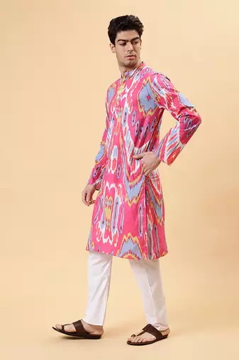 Pink ikat kurta