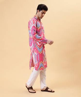 Pink ikat kurta 4