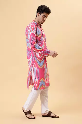 Pink ikat kurta