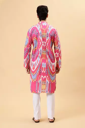 Pink ikat kurta