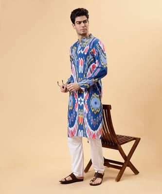 Blue ikat kurta 1