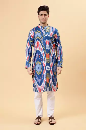 Blue ikat kurta