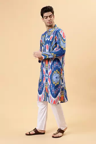 Blue ikat kurta