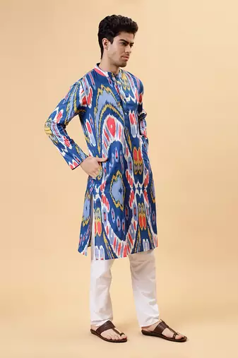 Blue ikat kurta