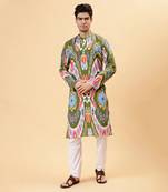 Olive ikat kurta