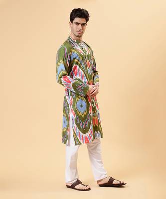 Olive ikat kurta 3