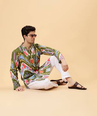 Olive ikat kurta 4
