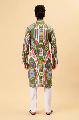 Olive ikat kurta