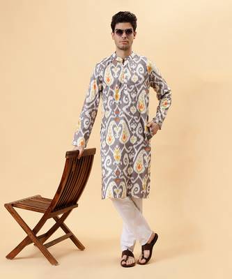Grey ikat kurta 1