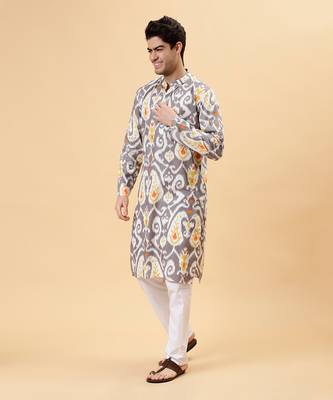 Grey ikat kurta 2