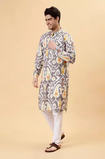 Grey ikat kurta