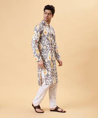 Grey ikat kurta 3