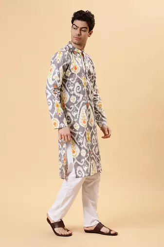 Grey ikat kurta