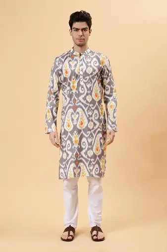 Grey ikat kurta