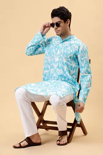 Blue ikat kurta