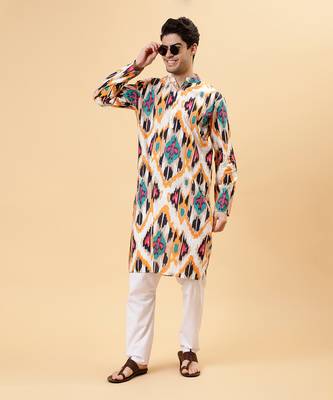 Brown ikat kurta 1