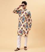 Brown ikat kurta