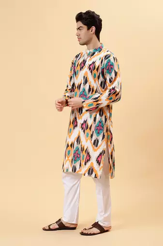 Brown ikat kurta