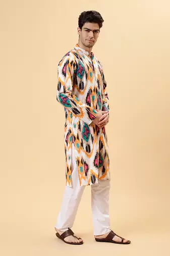 Brown ikat kurta