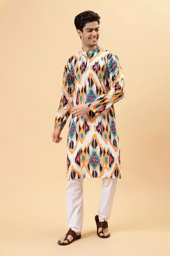 Brown ikat kurta