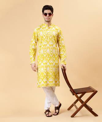 Yellow ikat kurta 1