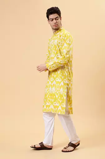 Yellow ikat kurta