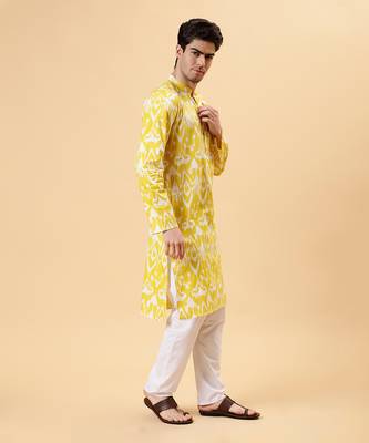 Yellow ikat kurta 3