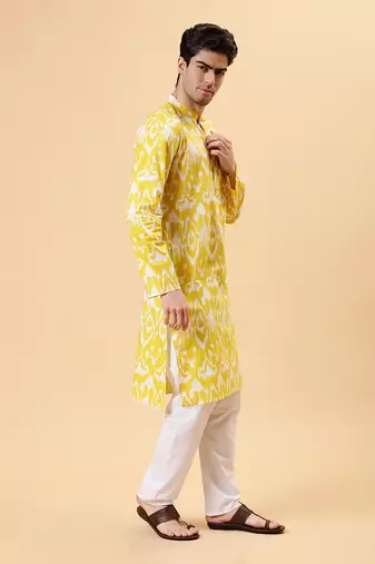 Yellow ikat kurta