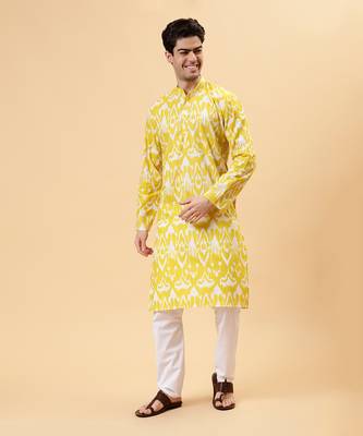 Yellow ikat kurta 4