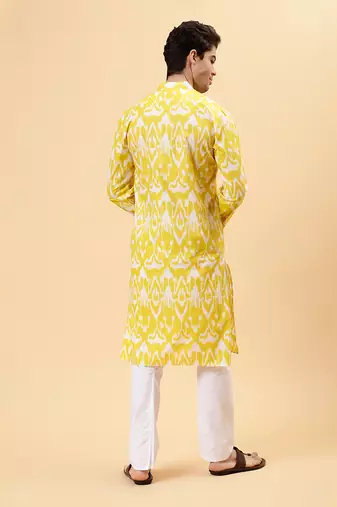 Yellow ikat kurta