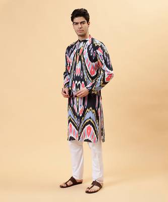 Black ikat kurta 1