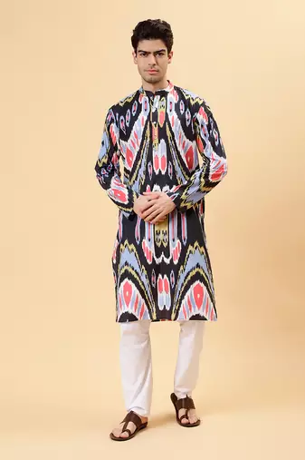Black ikat kurta
