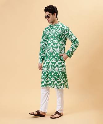 Green ikat kurta 1