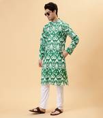 Green ikat kurta