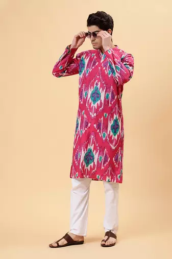 Magenta ikat kurta