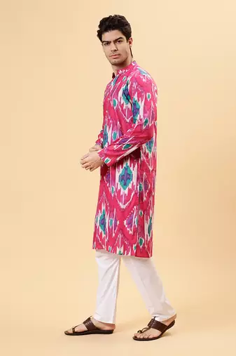 Magenta ikat kurta