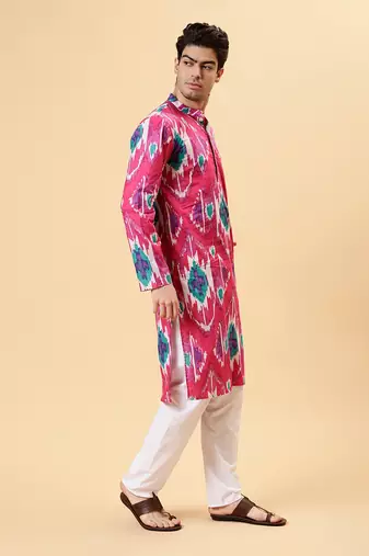 Magenta ikat kurta